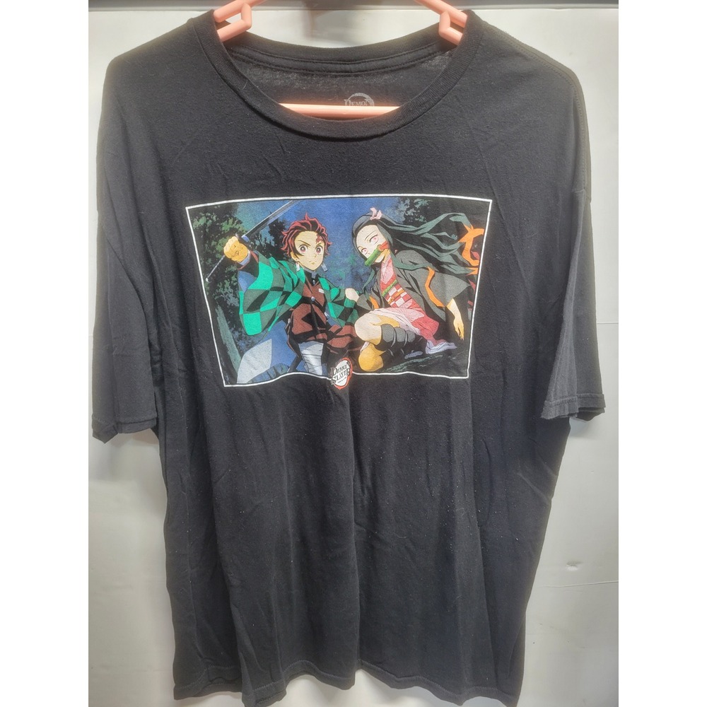 Demon Slayer Tanjiro Nezuko Graphic T-Shirt Mens 2XL Black Anime Manga Tee